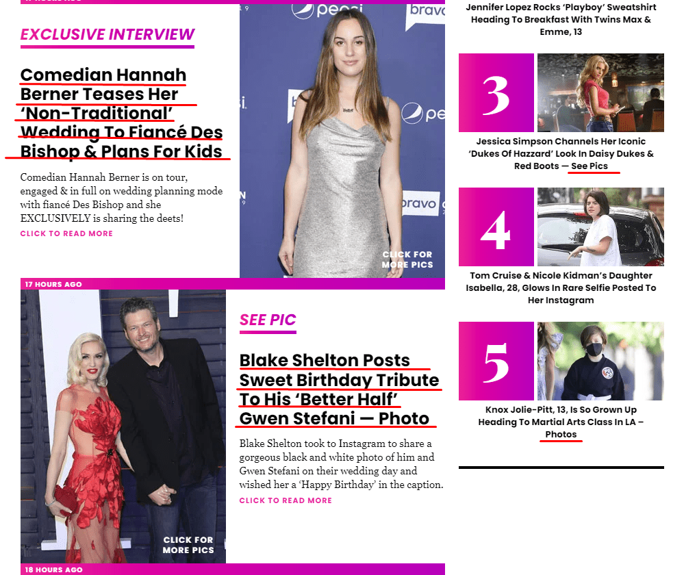 Gossip/newspaper titles&nbsp;- screen shot